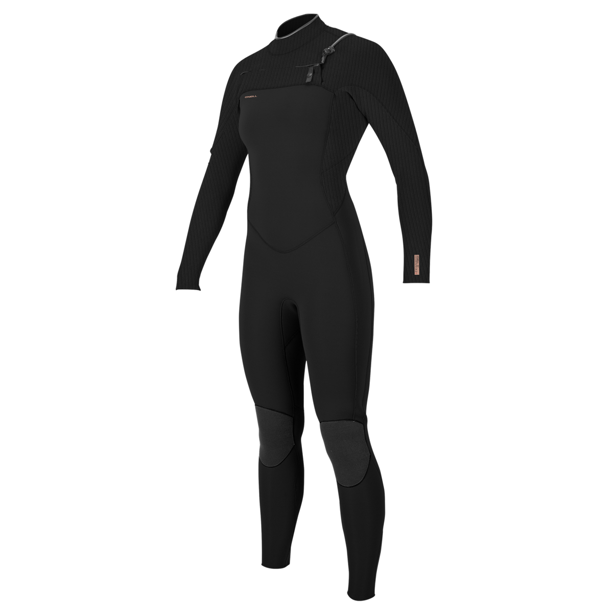 O'Neill Women's Hyperfreak 3/2mm+ Chest Zip Full Wetsuit — Black/Black (A00) — front