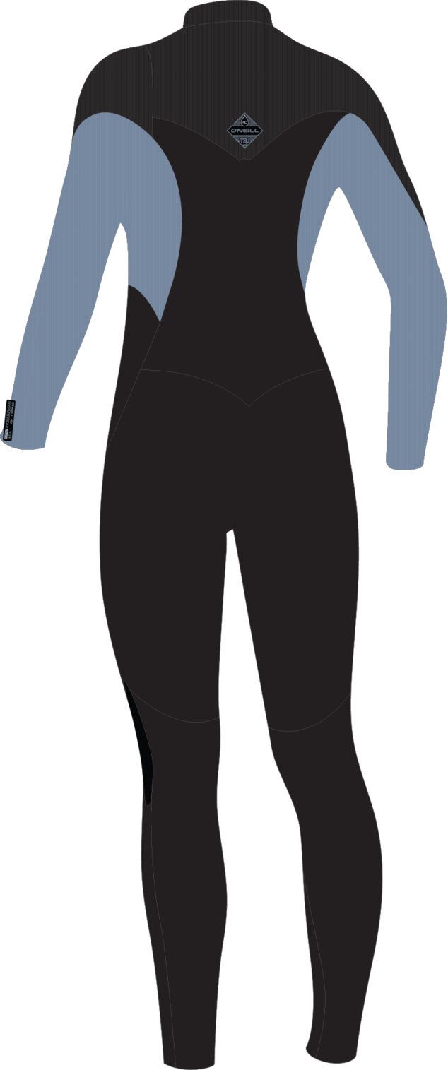 O'Neill Women's Hyperfreak 4/3mm+ Chest Zip Full Wetsuit — Black/Fadeddenim (IP4) — additional view