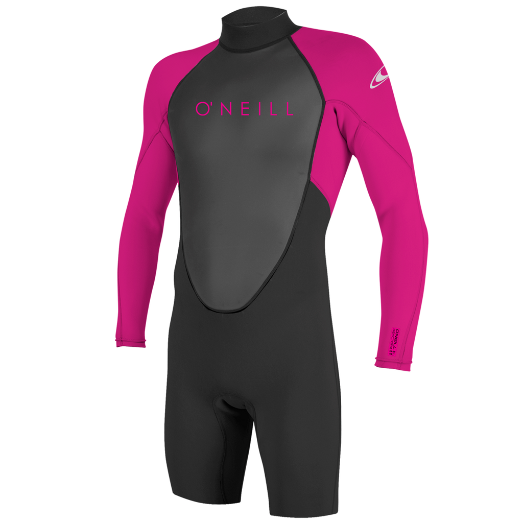 O'Neill Youth Reactor-2 2mm Back Zip Long Sleeve Spring Wetsuit — Black/Berry (C09) — front