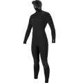 O'Neill Women's Hyperfreak 5/4mm+ Chest Zip with Hood Wetsuit — Black/Black (A00) — front