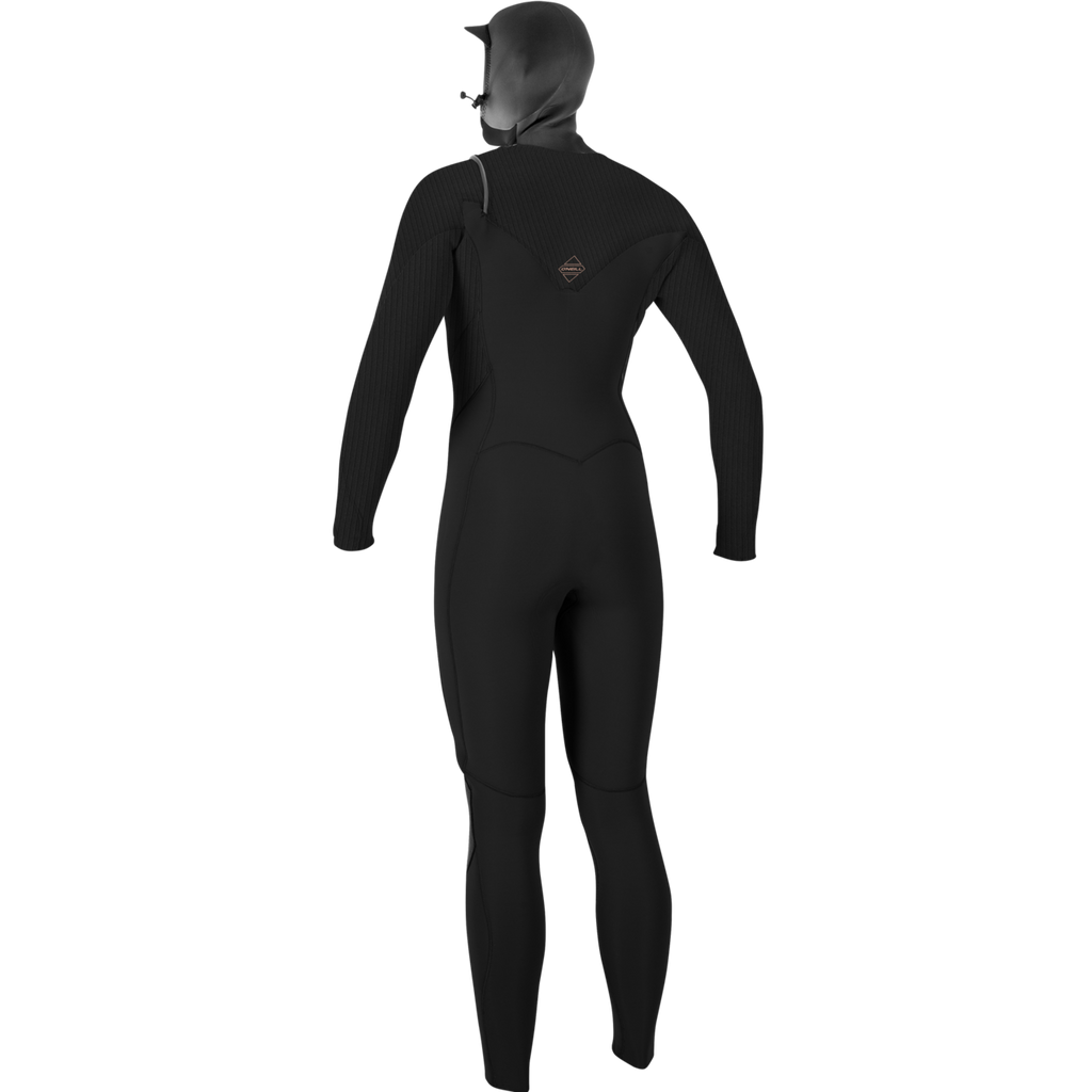O'Neill Women's Hyperfreak 5/4mm+ Chest Zip with Hood Wetsuit — Black/Black (A00) — additional view