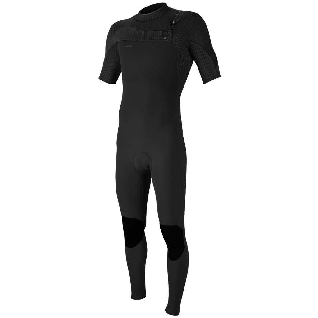 O'Neill Men's Hyperfreak 2mm Chest Zip Short Sleeve Full Wetsuit — Black/Black (A00) — front