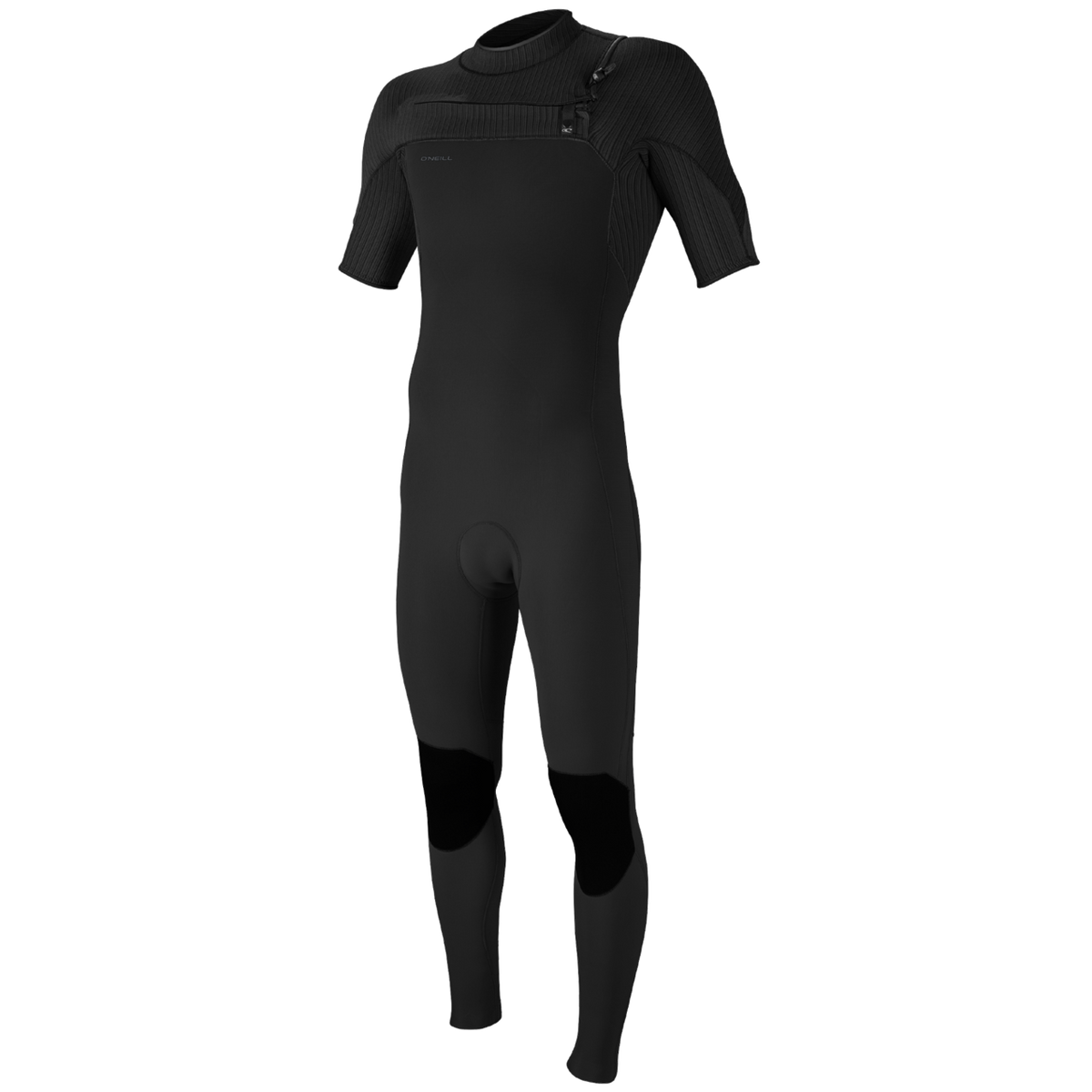 O'Neill Men's Hyperfreak 2mm Chest Zip Short Sleeve Full Wetsuit — Black/Black (A00) — front