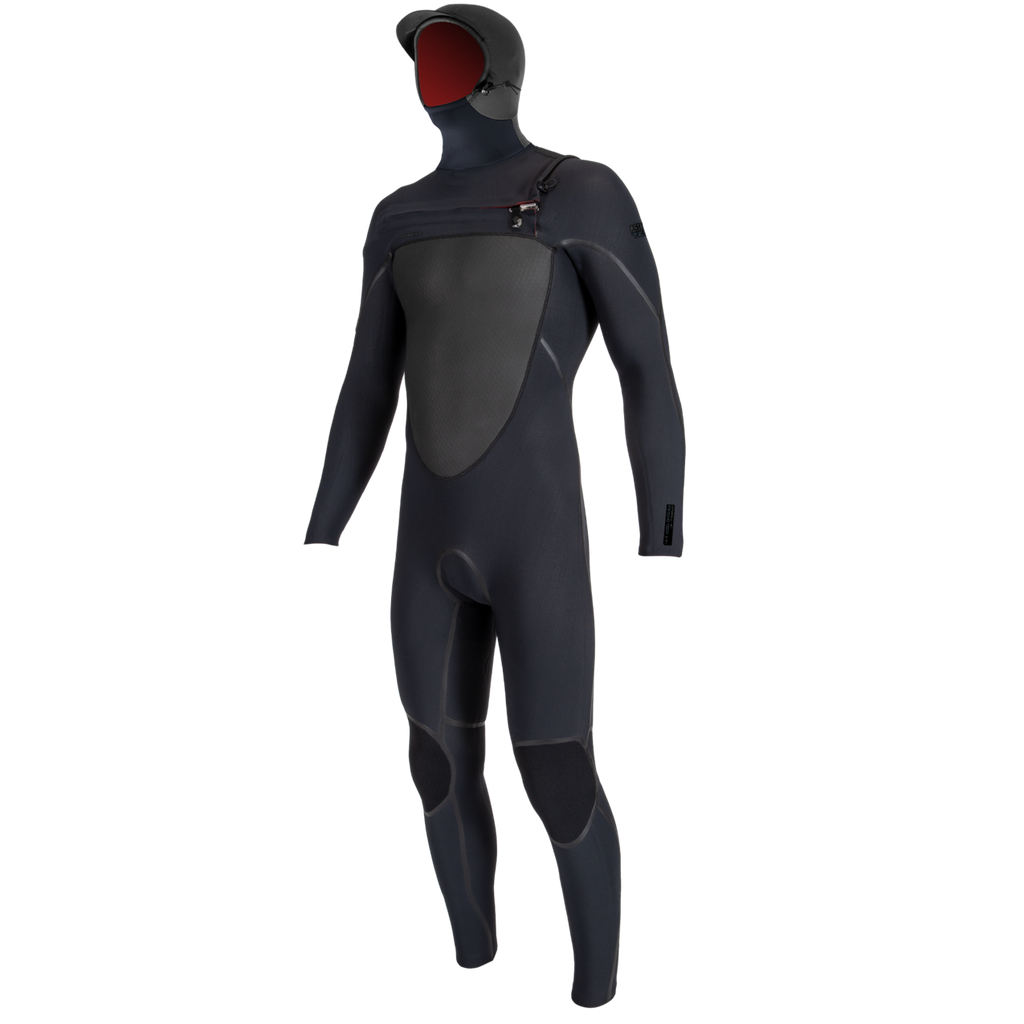 O'Neill Men's Psycho Tech 6/4mm+ Chest Zip with Hood Wetsuit — Black/Black (A00) — front