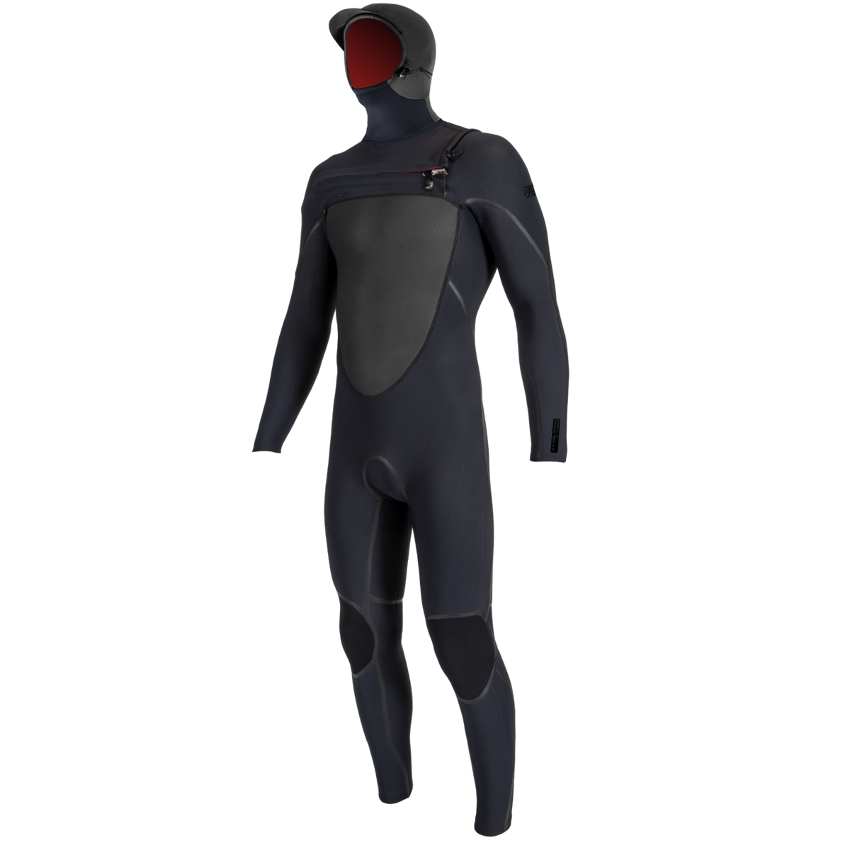 O'Neill Men's Psycho Tech 6/4mm+ Chest Zip with Hood Wetsuit — Black/Black (A00) — front