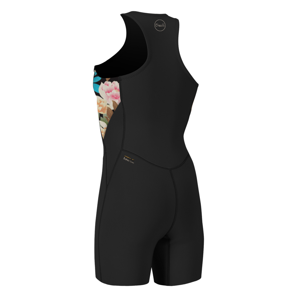 O'Neill Women's Bahia 1.5mm Front Zip Shorty Wetsuit — Black/Mikahfloral (IJ6) — additional view