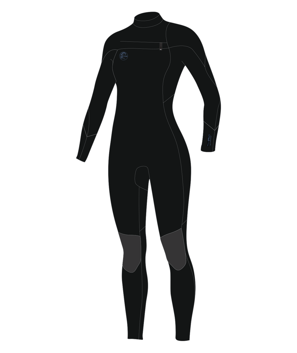 O'Neill Women's O'Riginal RG8 3/2mm Chest Zip Full Wetsuit — Black/Black/Black (A05) — front