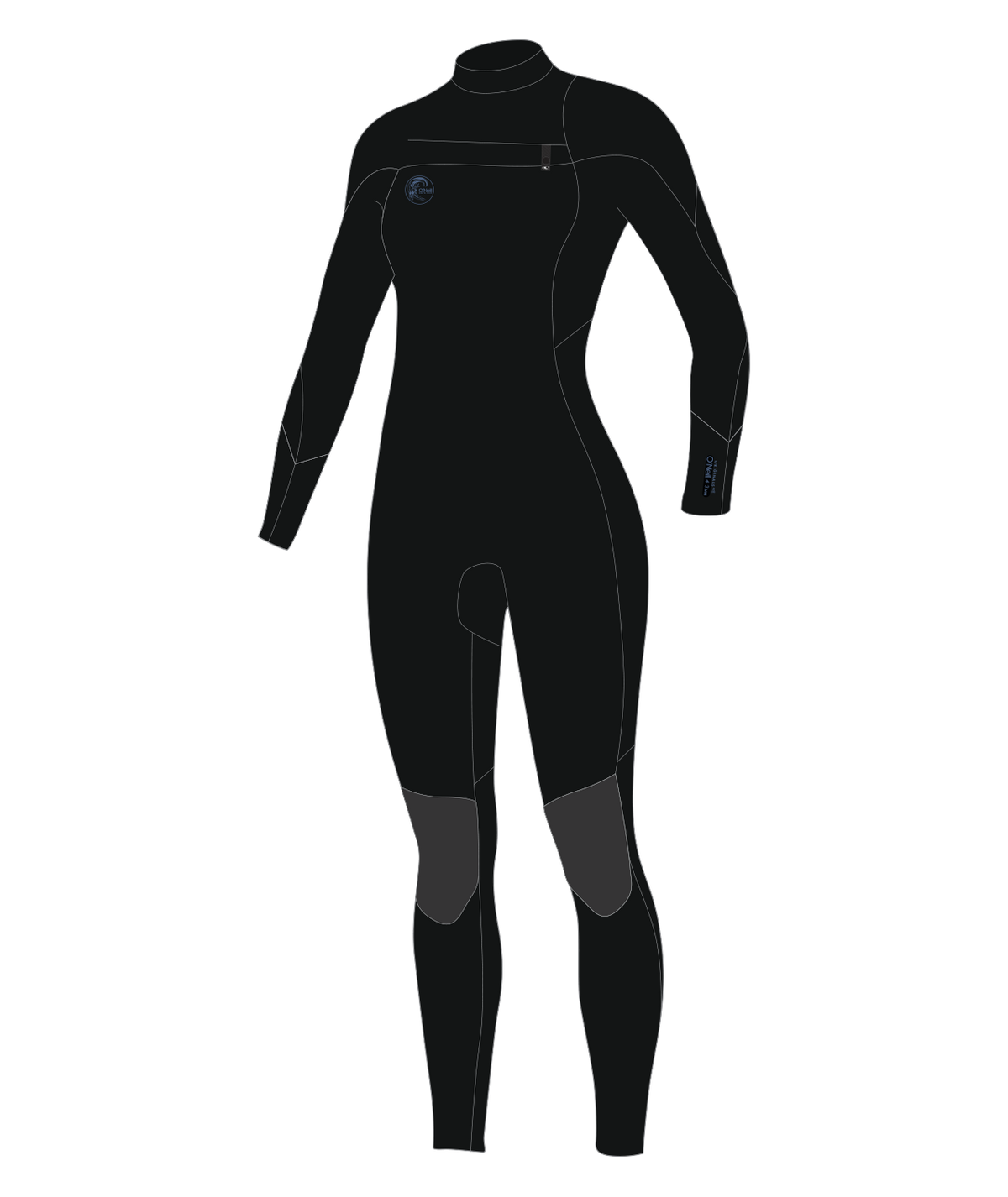 O'Neill Women's O'Riginal RG8 3/2mm Chest Zip Full Wetsuit — Black/Black/Black (A05) — front