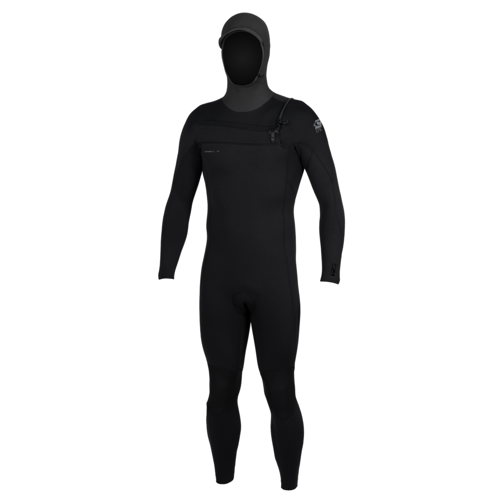 O'Neill Epic 6/4mm Hooded Chest Zip Men's Wetsuit in black - front view