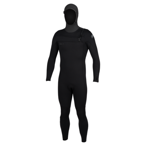 O'Neill Epic 6/4mm Hooded Chest Zip Men's Wetsuit in black - front view