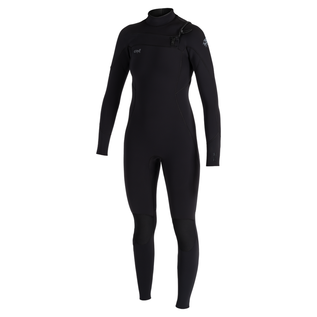 O'Neill Women's Epic 5/4mm Chest Zip Full Wetsuit — Black/Black/Black (A05) — front