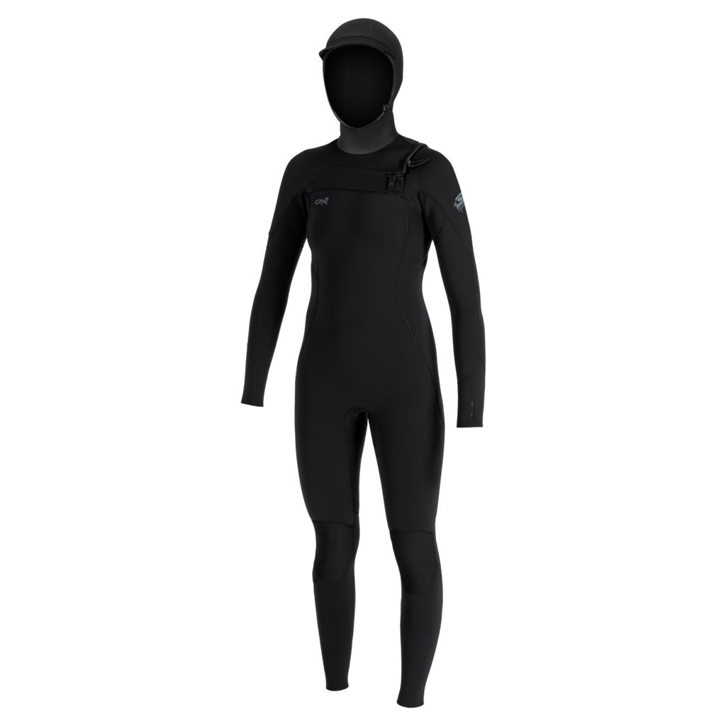 O'Neill Epic 6/4mm Hooded Chest Zip Women's Wetsuit in black - front view