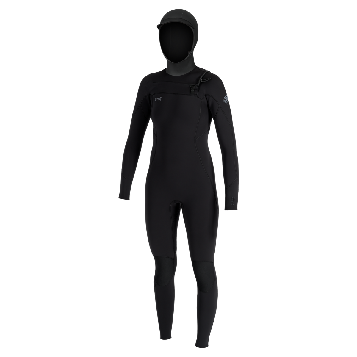 O'Neill Epic 6/4mm Hooded Chest Zip Women's Wetsuit in black - front view