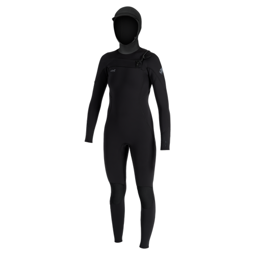 O'Neill Epic 6/4mm Hooded Chest Zip Women's Wetsuit in black - front view