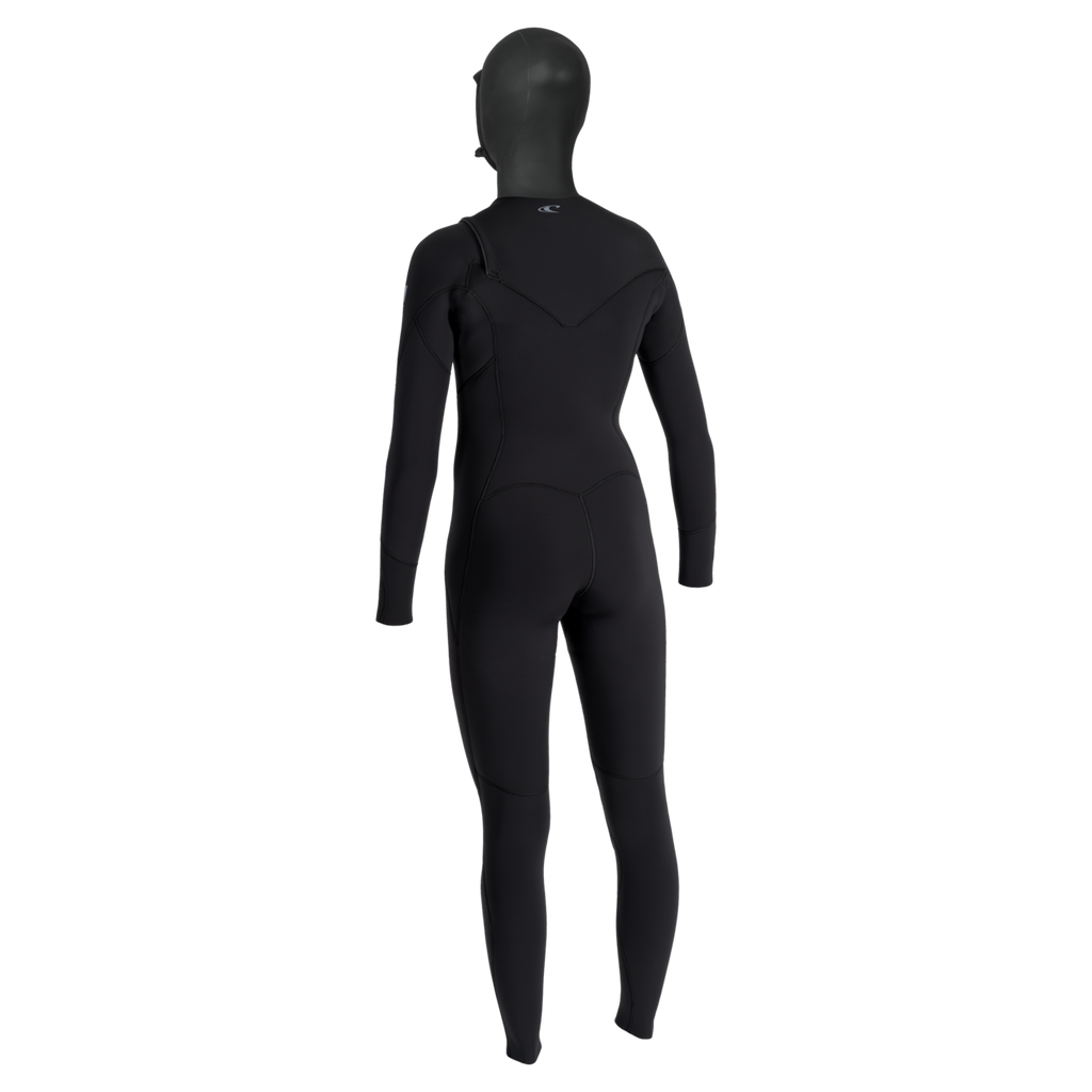 O'Neill Epic 6/4mm Hooded Chest Zip Women's Wetsuit in black - back view