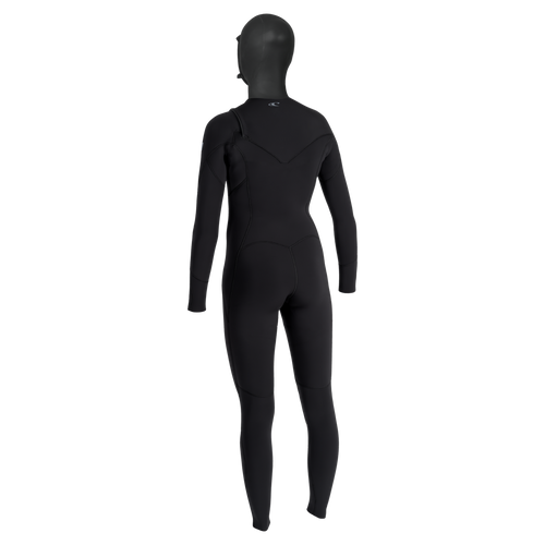 O'Neill Epic 6/4mm Hooded Chest Zip Women's Wetsuit in black - back view