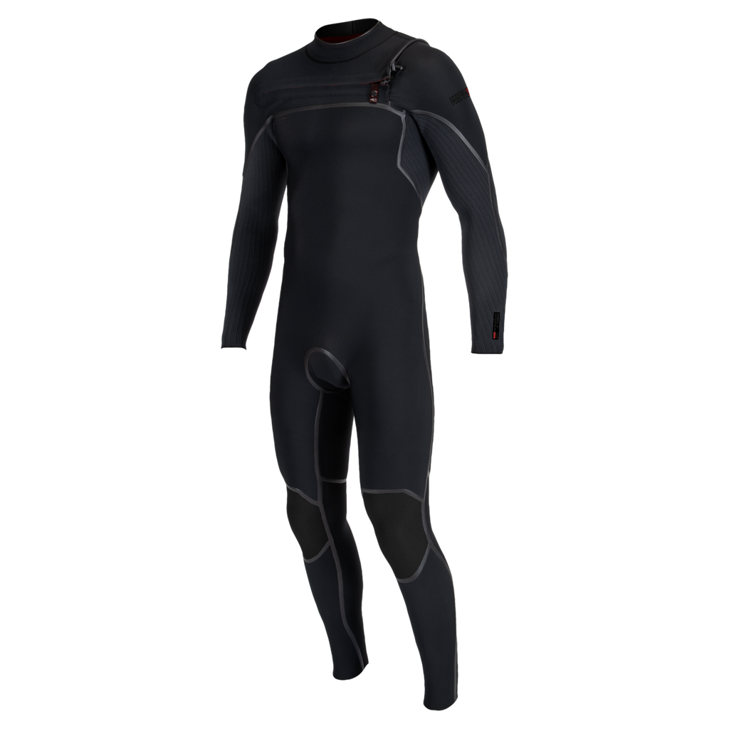 O'Neill Men's Hyperfreak Fire 3/2mm+ Chest Zip Full Wetsuit — Black/Black (A00) — front
