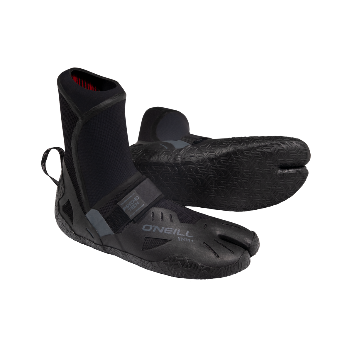 O'Neill Psycho Tech 5mm+ Split Toe Boots — Black (002) — front