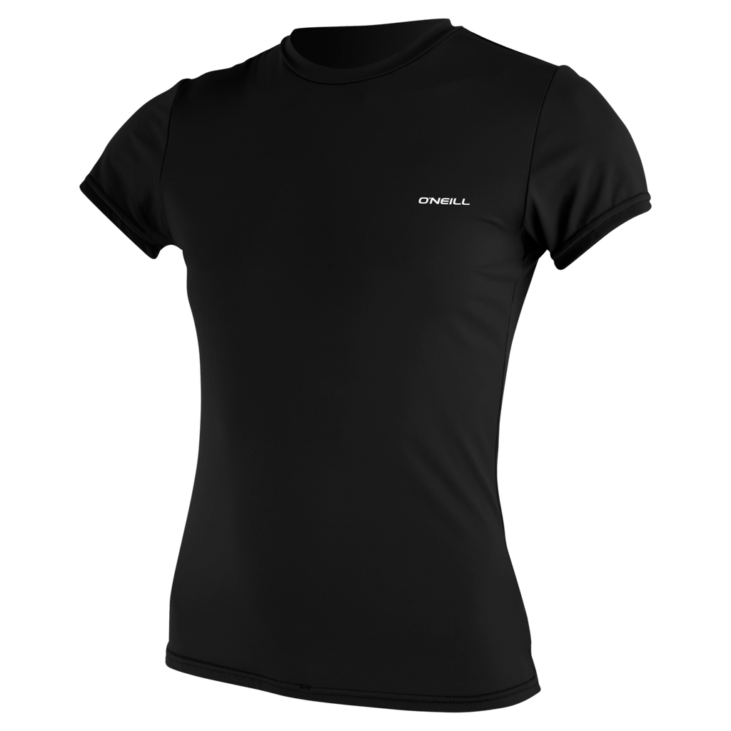 O'Neill Women's Basic Skins Short Sleeve Sun Shirt — Black (002) — front