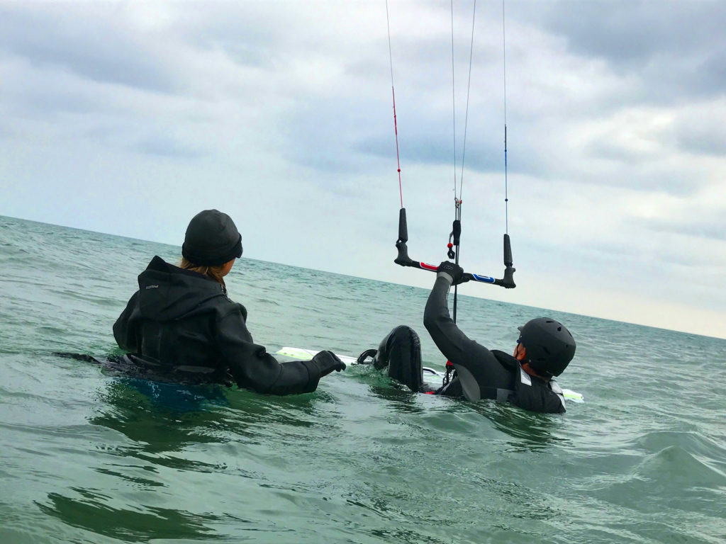 Beginner kitesurfing lessons at Camber Sands