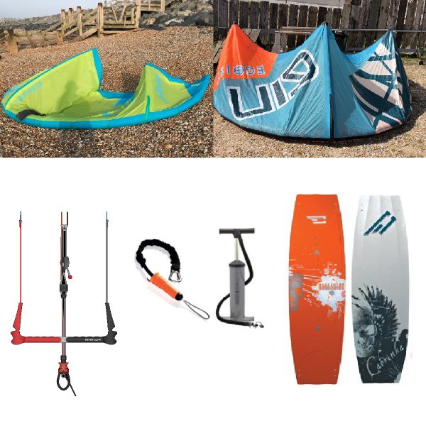 14m & 9m Kites, Kiteboard, Bar & lines, Pump & Leash