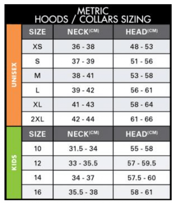 O'neill youth Psycho 3mmhood size chart